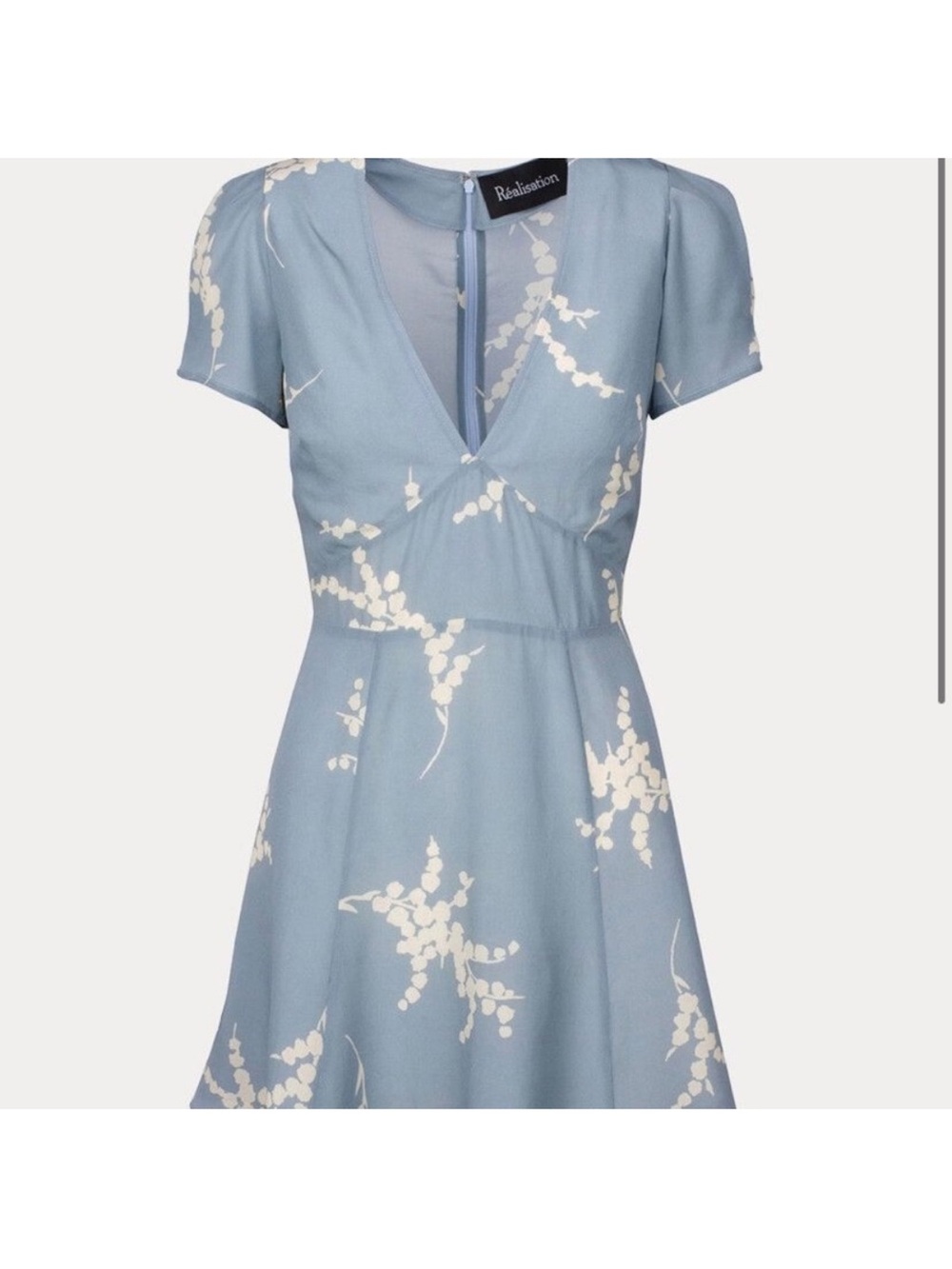 Realisation Par Blue Floral V-Neck Fit & Flare Dress